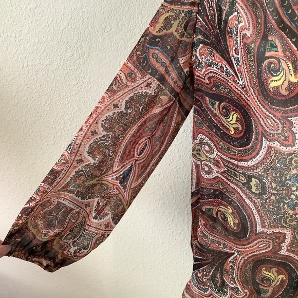 ALICE & OLIVIA Sterling Half Placket Tunic Blouse Mixed Print Moroccan Size S - Picture 4 of 10